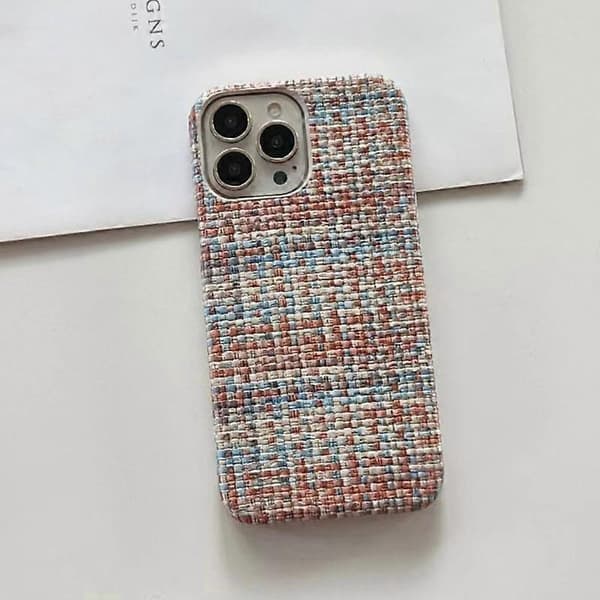 For iPhone 15 Pro Max Telefondeksel Varmeavledning PC+PU Lær Telefonveske Stråmatte Tekstur