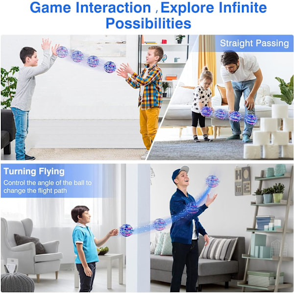 Smart sensor boomerang hover ball, flygande spinner med oändliga tricks, coola leksakspresenter för pojkar och flickor tonåringar inomhus utomhusleksaker blue