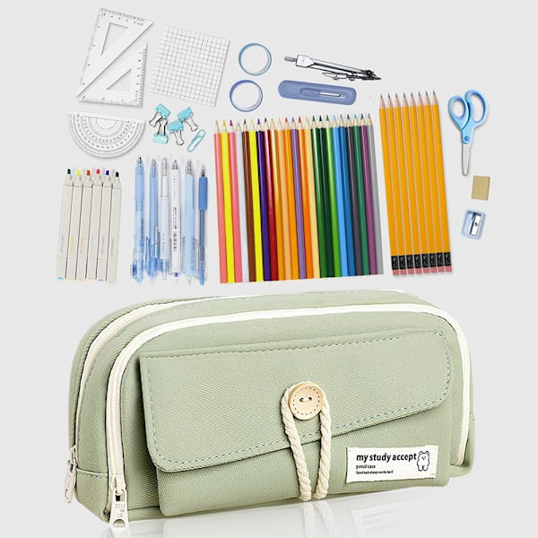 Pencil Case til drenge og piger, skoleartikler, makeup taske, opbevaring, gave til mellem- og gymnasium, kontor, college, studerende, voksne, teenagere
