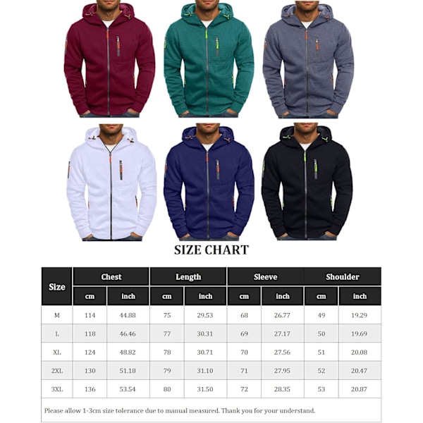 Herrar Hoodies Sweatshirt Zip Up Lätta Jackor 1 White M