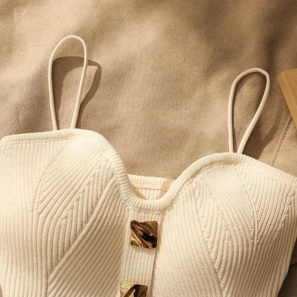 Kesä 2024 uusi korkealaatuinen pieni tuoksuinen neulottu rintariimu liivi naisilla, joilla on hihaton selkä lyhyt takki white