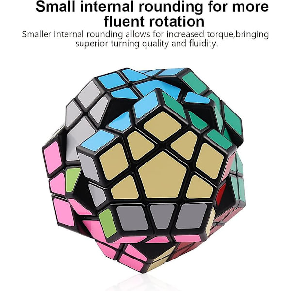 Shengshou Megaminx Speed Cube 3x3 Dodekaeder Hexagon Pusle Legetøj Sort