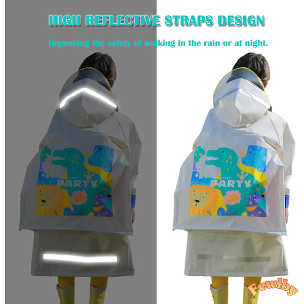 Barnregnrockar Regnponcho Flickor Pojkar Regnjacka Vattentät Poncho Småbarn Cartoon Regnkläder Återanvändbar med Bärbar Väska S-4XL Storlek Beige S / 1-2 Years