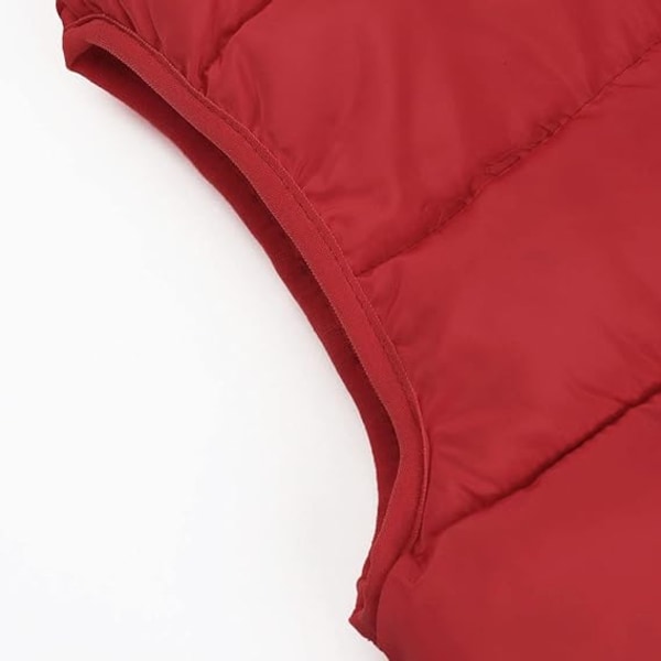 Mørkerød ærmeløs jakke quiltet dunjakke /L Deep red L