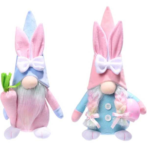 Pääsiäispupun kääpiökoristeet, 2 kpl Pehmeitä kevätpupun kääpiökoristeita munien ja porkkanoiden kanssa Ostergnome1