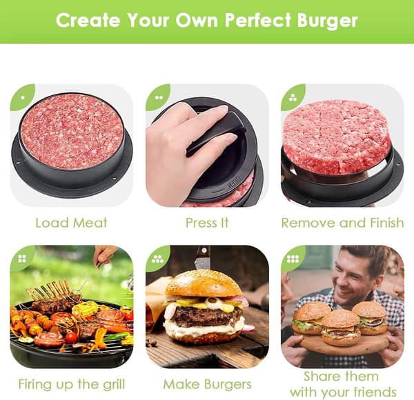 Burgerpresse i flere størrelser, burgerform 3 i 1
