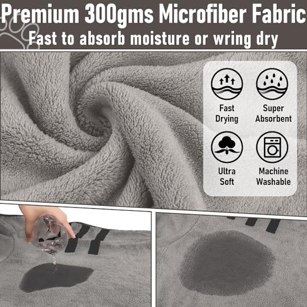 2 st hundtorkjacka för hundbadrock handduk mikrofiber snabb tork superabsorberande hundbadrock med justerbar nacke och midja kardborreband M