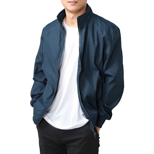 Herre sommer bomberjakker casual lett vindjakke sportsjakke cargo yttertøy XL Blue