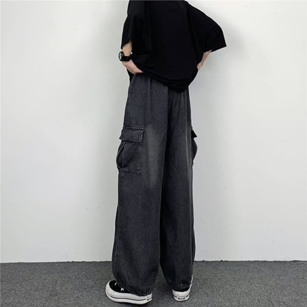Sorte baggy jeans Dame denim overalls /L black L