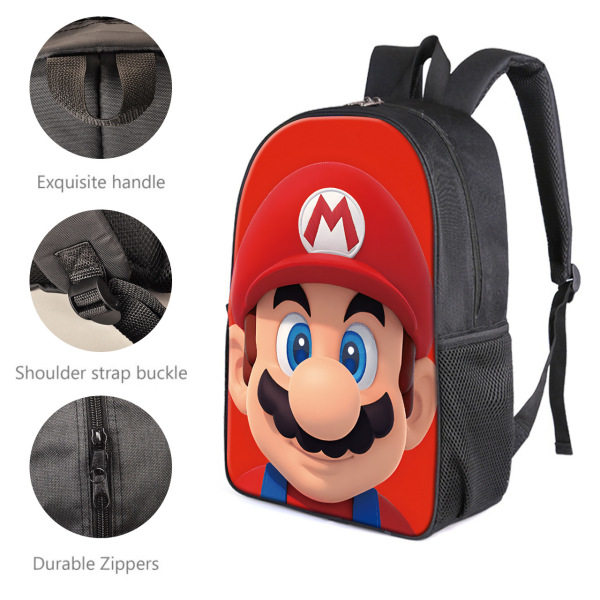Super Mario Prinsessa Reppu Koululaukku Penaali Lounaslaukku Kolmiosainen Set