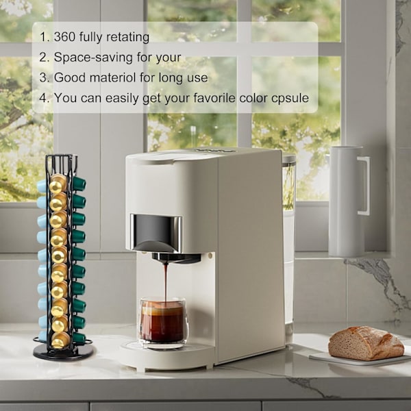 Kaffe Kapselholder Kompatibel Kaffeepadhalter Klassisk 40 stk Roterende Design Rustfritt Stål, Kaffe Oppbevaringsstativ for Kapselholder Kapsel