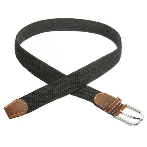 Bälte - Unisex - Svart - Flätat läder - Elastiskt - Längd 105cm (stretchbart till 125cm)