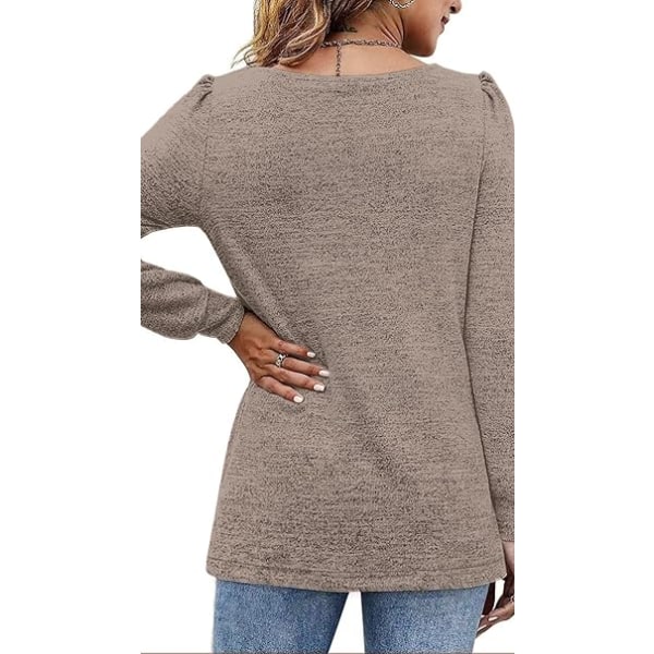 Kvinne khaki genser Vinter pullover casual langermet toppskjorte /S khaki S