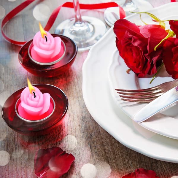 12 Valentinsdag Rose Telys, Håndlagde, Delikate Roselys