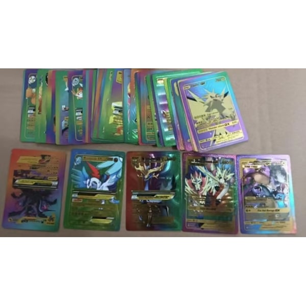 55 extremt sällsynta Monster-kortpaket [inklusive Vmax, GX, EX, V, etc.], intressant kombination, glänsande kort, perfekt present till barn Colour English