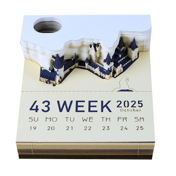170 Lysende Notatblokk Kunst med Kalender, Hogwarts Slott med Lys 90 * 90 * 50mm Notatblokk, Penneholder, Kunstverk, Kontordekorasjon With calendar