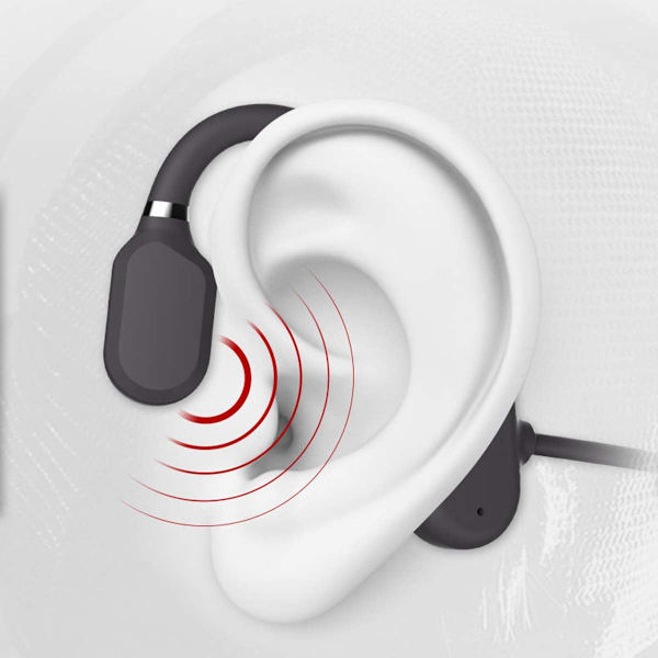 Luujohtokuulokkeet Bluetooth Open Ear Langattomat HiFi Stereo -kuulokkeet mikrofonilla urheiluun, kuntoiluun, pyöräilyyn, juoksuun, ajamiseen (musta) Black