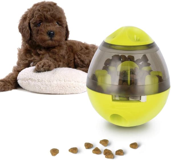 Hundefoderbold, interaktivt legetøj til kæledyr, foderdispenser, smart puslespil til hunde og katte (grøn).