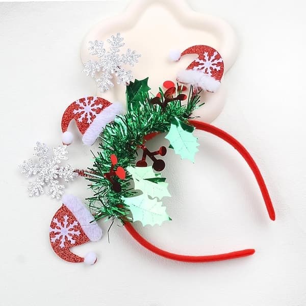 Jul Tiara Søt Julehatt Snøfnugg Tiara Glitter Grønn Dusk Hodeplagg Glitrende Juletre Tiara for Kvinner Jenter Jul
