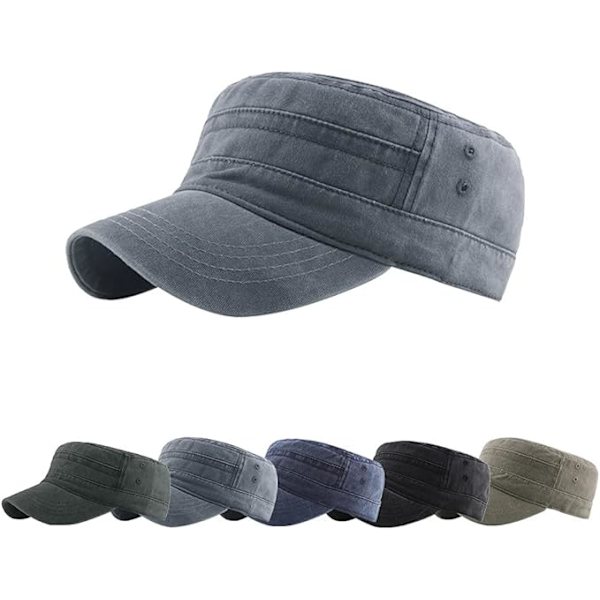 Militärkepsar för män och kvinnor klassiska justerbara slitna hattar unisex 100% bomull robust solid skärm basebollkeps sol vandringshatt grey