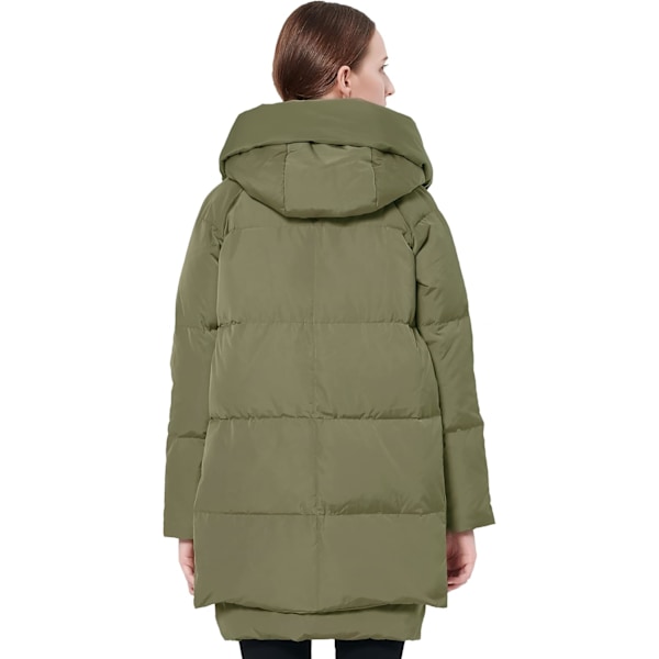 Kvinnors tjocka dunjacka Parka med huva Lång pufferjacka för vintern 4XL Green