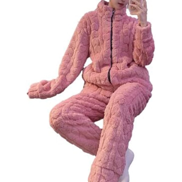 Kvinder Pink Coral velour pyjamassæt /XL pink XL