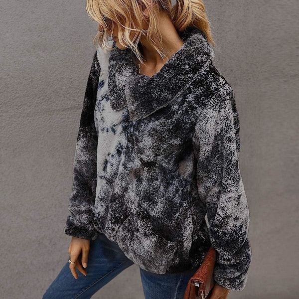 Dame Fleece Jakke, Quarter Zip Sweatshirt, Varm og Fleksibel Jakke til Vinter og Efterår Manchas Grises XL