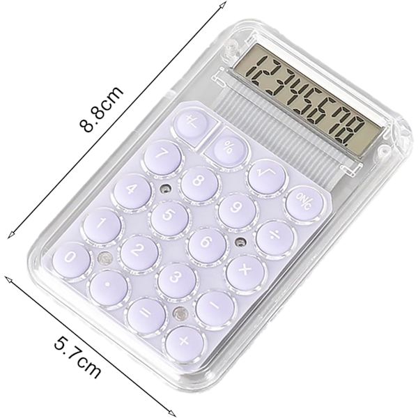 Mini bærbar lommeregner 8-cifret stort LCD-display store knapper nemme at trykke på batteridrevet rejsevenlig lommeregner (lilla) Purple
