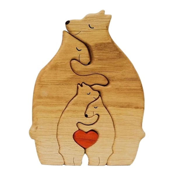 Björnfamilj Träpussel Träskulptur För Familj Julklapp 2 Björnar 4 björnar 15cmx11.3cm 4 bears