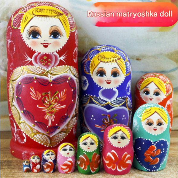 Ryska Dockor Matryoshka i Trä 7-Delars Set Handgjorda Leksaker Barn Vuxna Påsk Mors Dag Födelsedag Jul Halloween Present