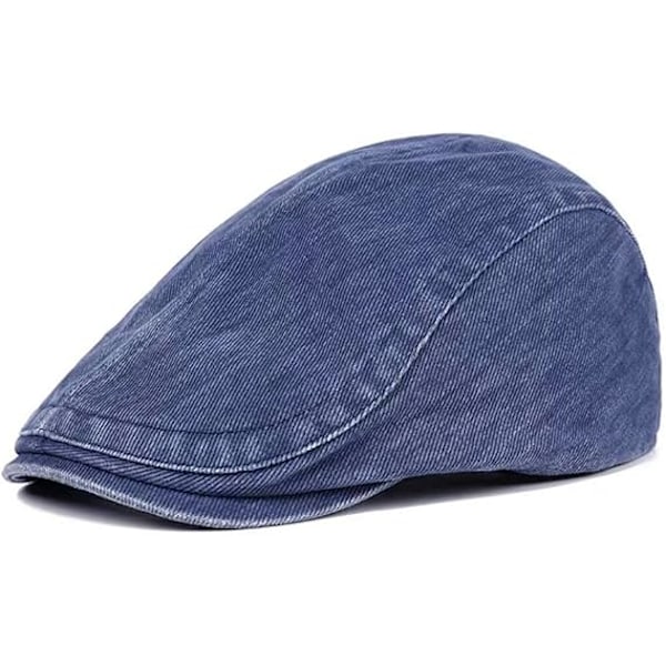 Herr Vintage Flat Cap Irländsk Newsboy Hatt Jakt Cabbie Hatt Justerbar Bomull Andningsbar Peaky Cap Basker Sommarhattar blue