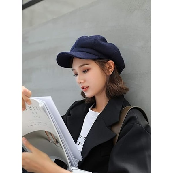 Dam Newsboy Hatt Cabbie Keps Skärm Beret Toppig Vinter