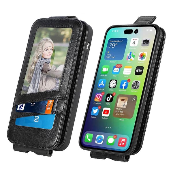 För iPhone 14 Pro Max Plånboksfodral med Dragkedja, Vertikalt Flip Läderfodral