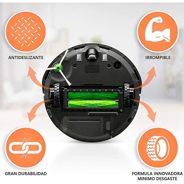4 renkaat yhteensopiva IROBOT ROOMBA Robot 500 600 700 800 I7 S9 Irobot DB Musta