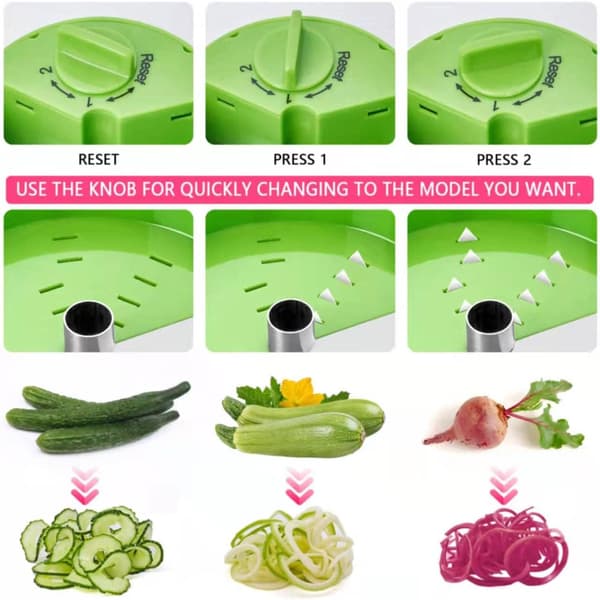 Spiralizer til grøntsager 3 i 1 - Håndholdt grøntsagssnitter Zucchini Spaghetti Maker, Spiralizer til grøntsagsnudel Justerbar spiralizer