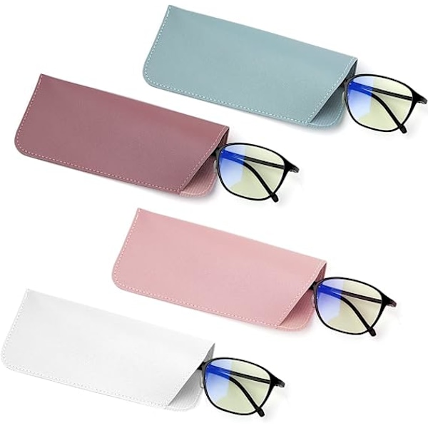 4 st 157*65mm Mjuka Glasögonfodral i Läder, Glasögonfodral Porta