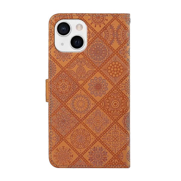 Etnisk stil preget mønster skinn telefondeksel for iPhone 14