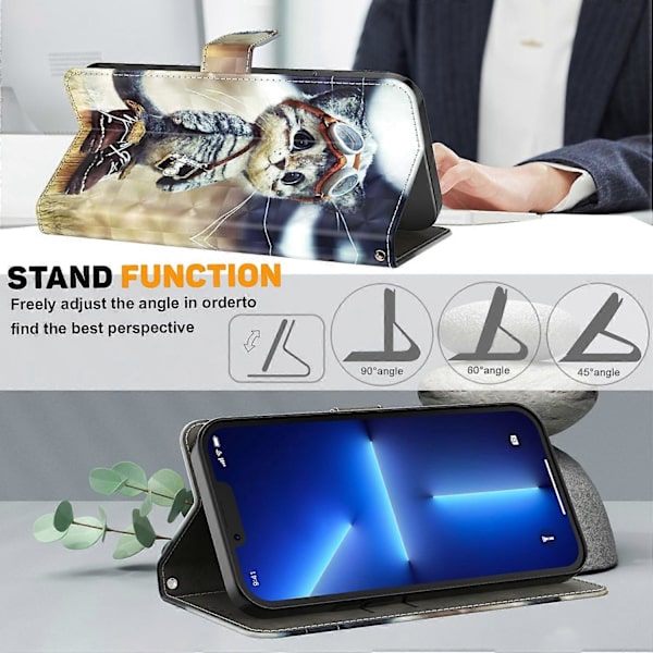 För iPhone 14 Plus 3D-målat Läder Telefonfodral