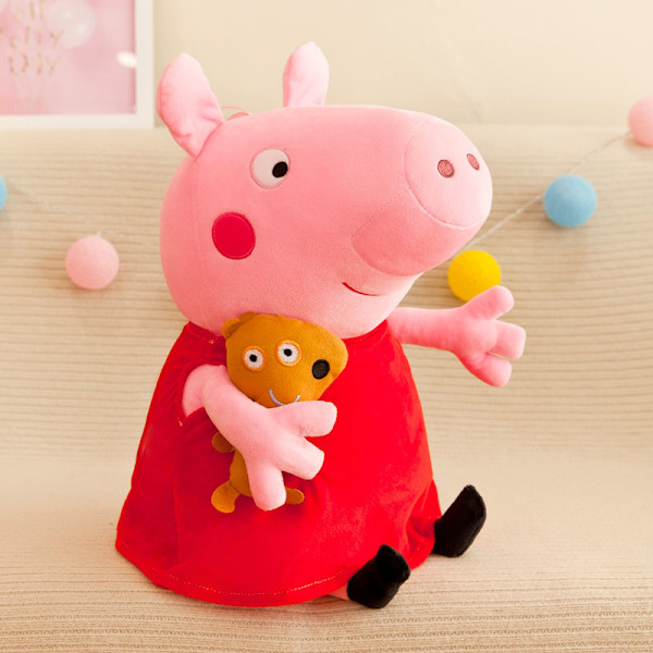 Peppa Gris Familie af fire plystofte legetøjsdukker lyserød gris Peppa dukke børns feriegave dukke 30CM Pig Dad