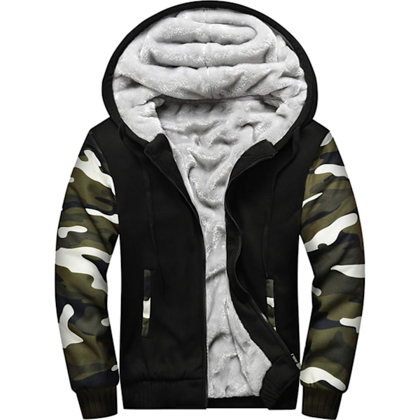 Herre Pullover Termisk Sherpa Foret Jakker Vinter Træning Fleece Hoodie Fuld Lynlås Uld Varme Tykke Frakker Ydertøj 918armyblack L