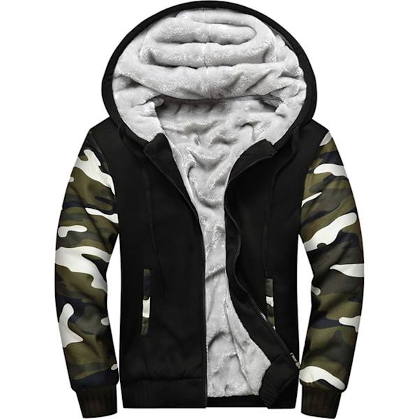 Herre Pullover Termisk Sherpa Foret Jakker Vinter Træning Fleece Hoodie Lynlås Uld Varme Tykke Frakker Ydertøj 918armyblack S