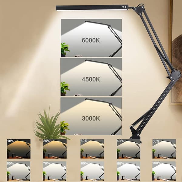 LED-skrivebordslampe - Klipsbar LED-skrivebordslampe - Øyebeskyttelse - 3 lysmoduser, 10 lysstyrker
