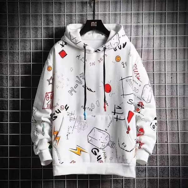 Vention graffiti print hoodie - hvid M M