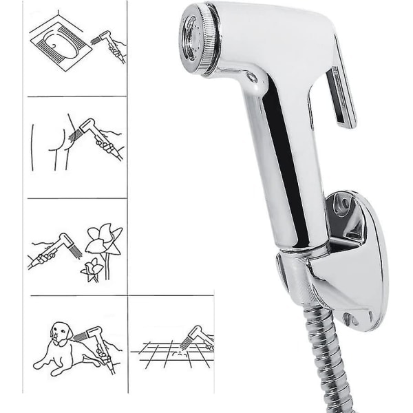 Toalett Bidet Dusch Spray Slang Hållare - Multifunktionell Abs Badrum Handhållen Toalett Bidet Dusch Spray Slang Hållare Väggmontering Set (hy)