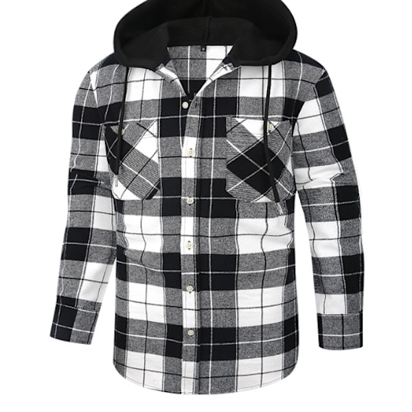 Miesten Ruudullinen Paita Pitkähihainen Taskuilla Napitettava Miesten Ruudullinen Paita Takki Flanellipaita Grey XL