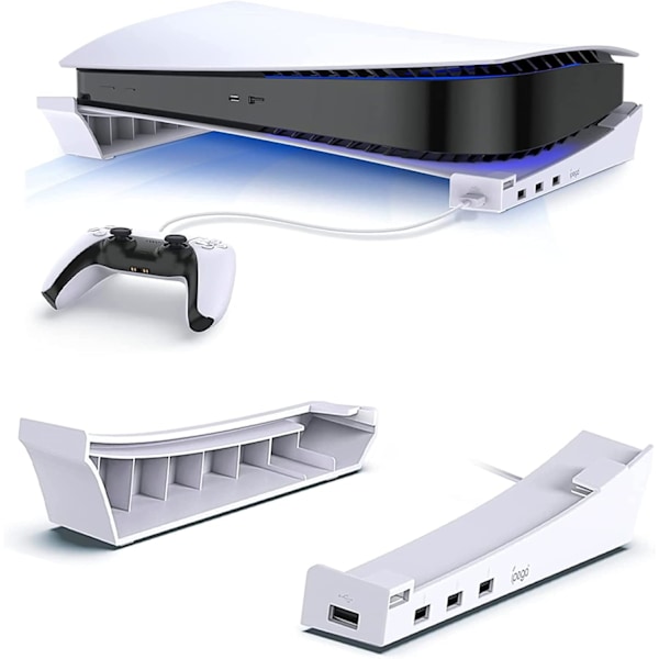 Horisontal stander til PS5, PS5 tilbehørsbase med 4 USB