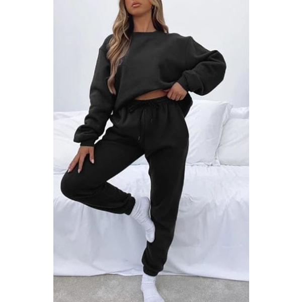 Musta villapaita ja lenkkeilyhousut /XL naisille black XL