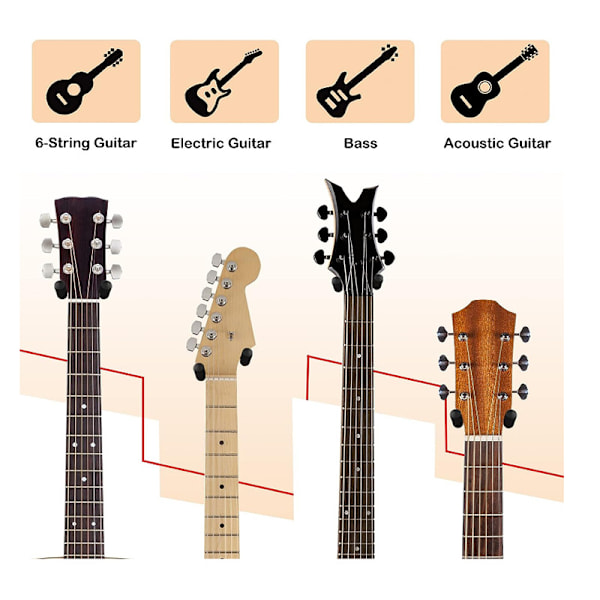 Väggfäste för gitarr i trä, massiv trähängare lämplig för akustisk elgitarr bas folk ukulele mandolin Black Walnut 1pc