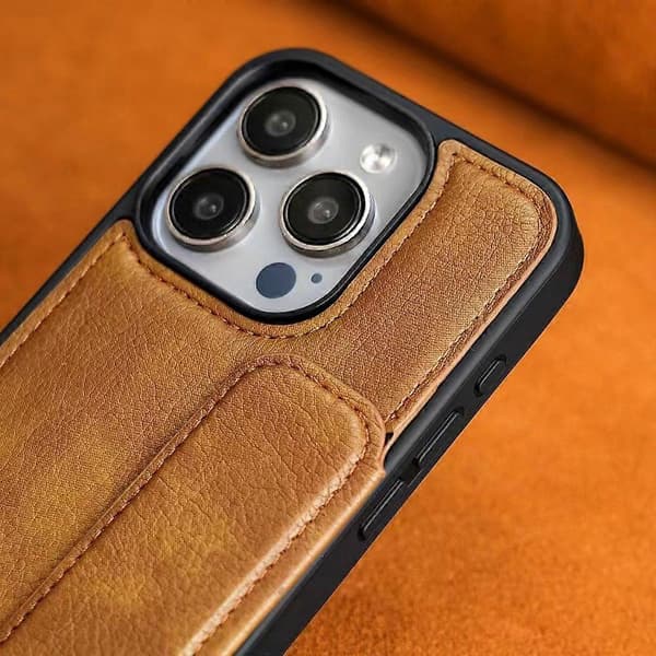 iPhone 15 Pro -kotelo nahkaa + TPU-korttipidike puhelinkuori