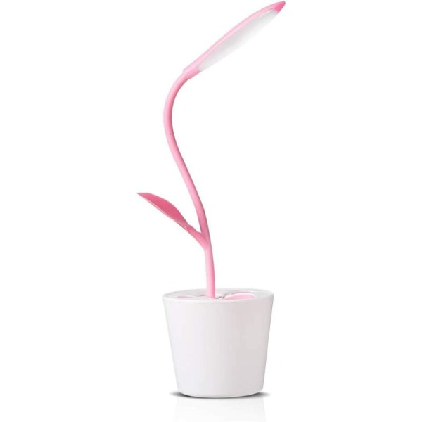 USB Kreativ oppbevaringspennholder Student skrivebordslampe berøringslading lampe (rosa 10*10*41CM (mm)) vit